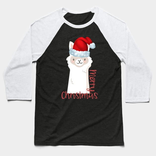 Christmas Llama Santa Elf Vintage Funny Novelty Gift Baseball T-Shirt by AmbersDesignsCo